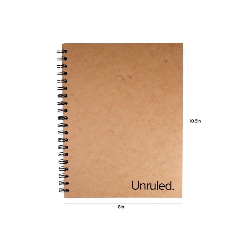 Unruled. دفتر حلقي كلاسيكي بدون خطوط، ورق عادي فاخر بوزن 60lb، 70 ورقة، معاد تدويره ومستدام، 10.5" × 8"، 3 عبوة، ورق أسود/سلك - Image 2